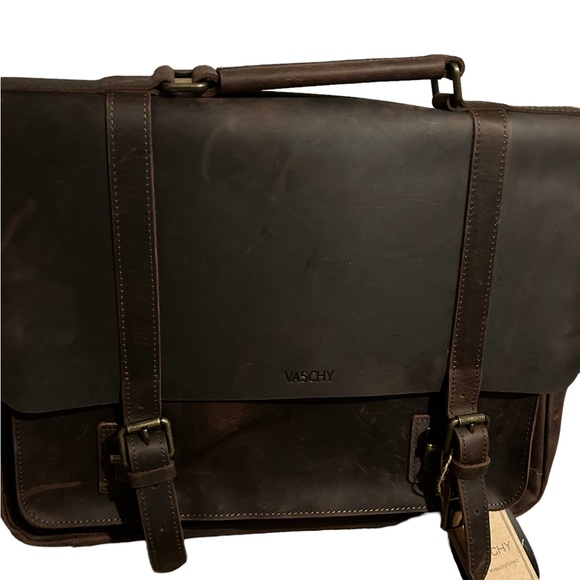 Other - VASCHY LEATHER SATCHEL MENS MESSENGER BAG. NWT
